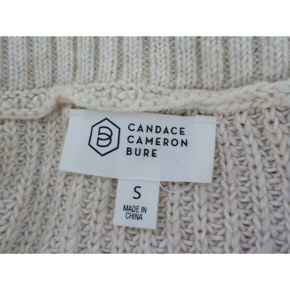 Candance Cameron Bure Turtleneck Sweater Women Small Neutral Beige Cable Knit - Picture 8 of 10